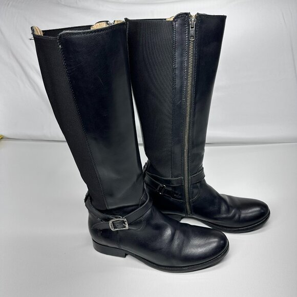 Frye Melissa Gore Inside Zip Tall Riding Boots Black Size 8.5B - Picture 2 of 10